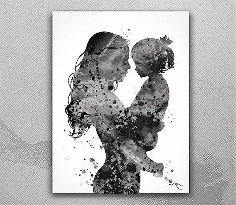 Touching Mother Daughter Canvas Art For New Mom - Baby Shower And Mother's Day Keepsake