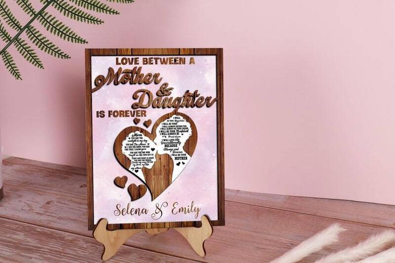 Heartfelt Mother Daughter Wood Art Gift - Custom Laser Cut Sign For Daughter & Grandma