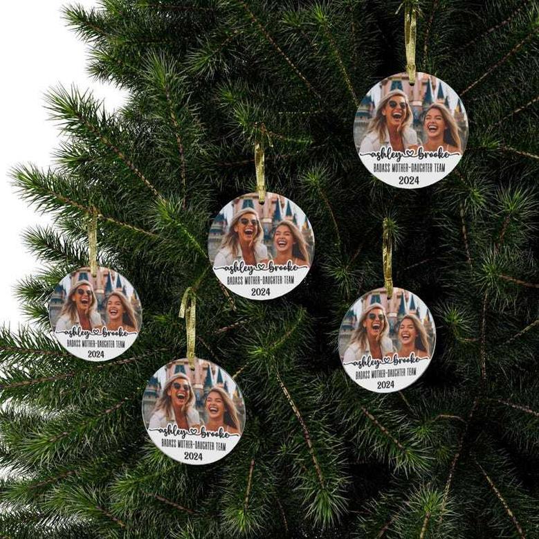 Heartfelt Mother Daughter Art Ornament For Christmas - Customizable Photo Ornament For Mom And Daughter