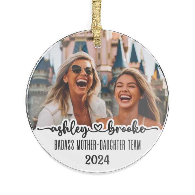 Heartfelt Mother Daughter Art Ornament For Christmas - Customizable Photo Ornament For Mom And Daughter