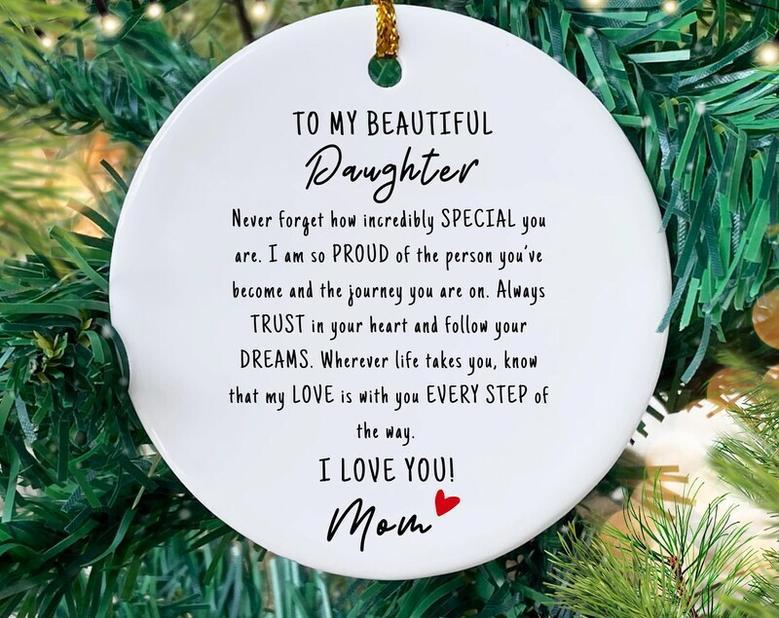 Touching Mother Daughter Art Keepsake Ornament For Christmas Graduation Or Birthday