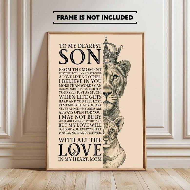 Inspirational Lion Canvas For Sons - Motivational Quote Art From Mom, Perfect For Living Room DéCor