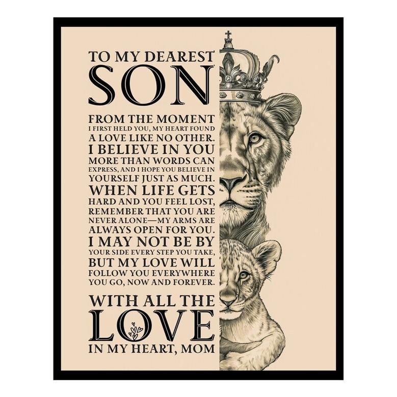 Inspirational Lion Canvas For Sons - Motivational Quote Art From Mom, Perfect For Living Room DéCor