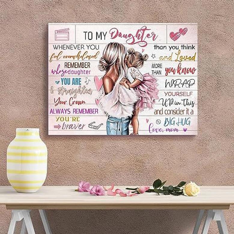 Motivational Mother Daughter Art Canvas For Girls' Room - Inspirational Quotes In Pink - Ideal Birthday Gift For Family Home DéCor