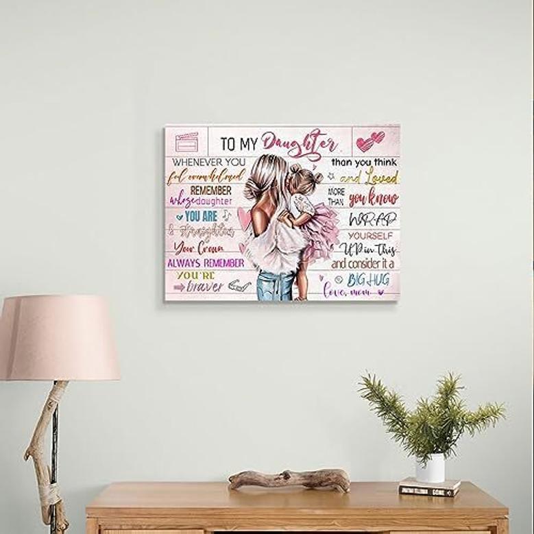 Motivational Mother Daughter Art Canvas For Girls' Room - Inspirational Quotes In Pink - Ideal Birthday Gift For Family Home DéCor