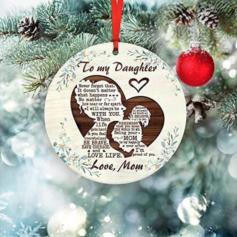 Mother Daughter Art Ceramic Christmas Ornament - From Mom Inspirational Gift For Her Birthday Or Thanksgiving