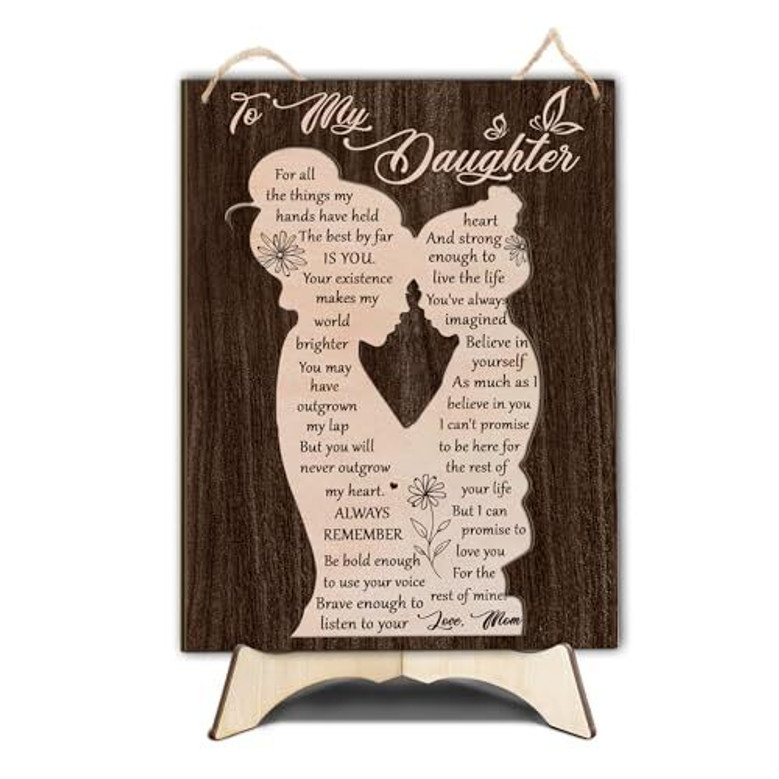Mother-daughter art wood sign with heartfelt quote in rustic style, a daughter gift for birthday or Mother's Day from mom