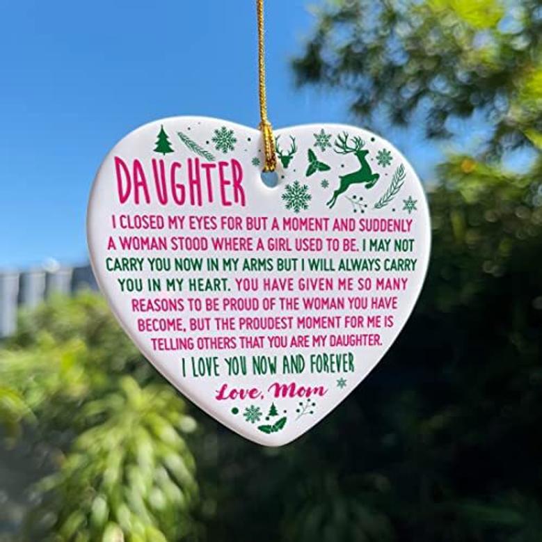 Heartfelt Mother Daughter Art Ornament - I Love You Forever Christmas Tree Keepsake From Mom