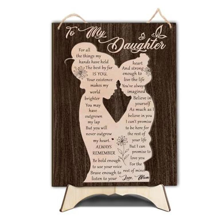 Mother Daughter Art Wood Sign - Heartfelt Daughter Gift From Mom For Birthday Or Mother's Day