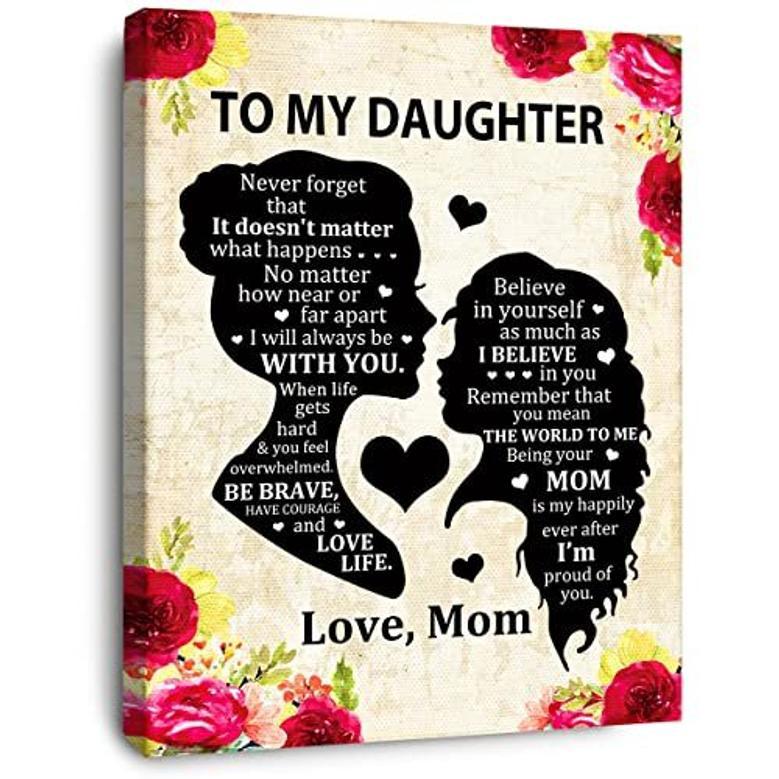 Thoughtful Mother Daughter Canvas Art For Bedroom - Ideal Birthday Gift With Heartfelt Quote