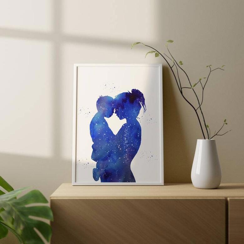 Heartfelt Mother And Son Wall Art Canvas – Custom Watercolor Design For Living Room DéCor