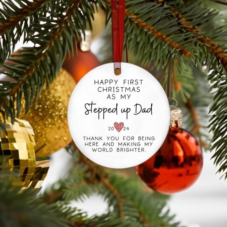 Heartfelt 1st Christmas Ornament - Personalized Step Dad Gift For Dad's First Holiday - Custom Xmas Ornament Keepsake