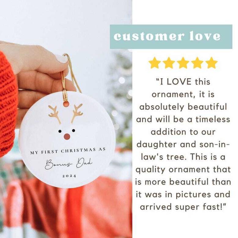 Heartfelt Christmas Ornament Gift For Step Dad From Daughter - Meaningful First Christmas Step Dad Gift