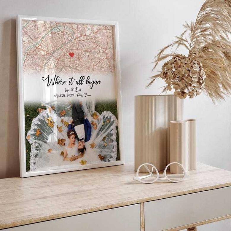 Where We Met Map Canvas - Personalized First Date Location For Anniversaries