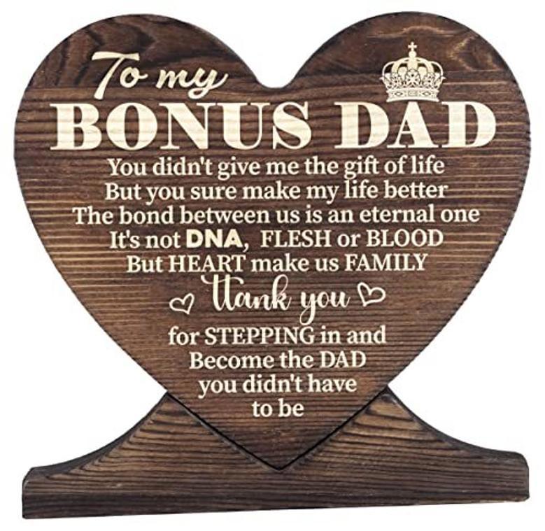 Thoughtful Step Dad Gifts: Wooden Sign With Heartfelt Quote For Father's Day, Birthday, Christmas