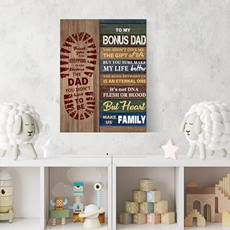 Heartfelt Canvas Wall Art For Bonus Dad Gifts - Home Office Decor