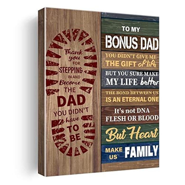 Heartfelt Canvas Wall Art For Bonus Dad Gifts - Home Office Decor