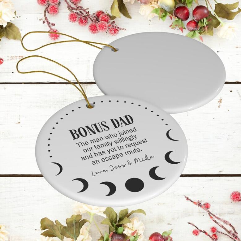 Personalized Christmas Step Dad Ornament - Custom Bonus Dad Gift For Father's Day Or Hanukkah