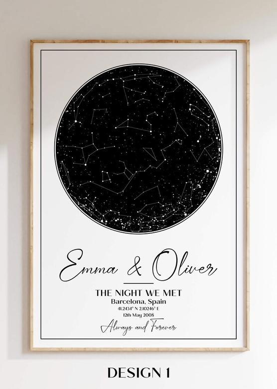 Thoughtful Star Map Canvas For Couples - Custom Where We Met Map, Anniversary Or Engagement Keepsake