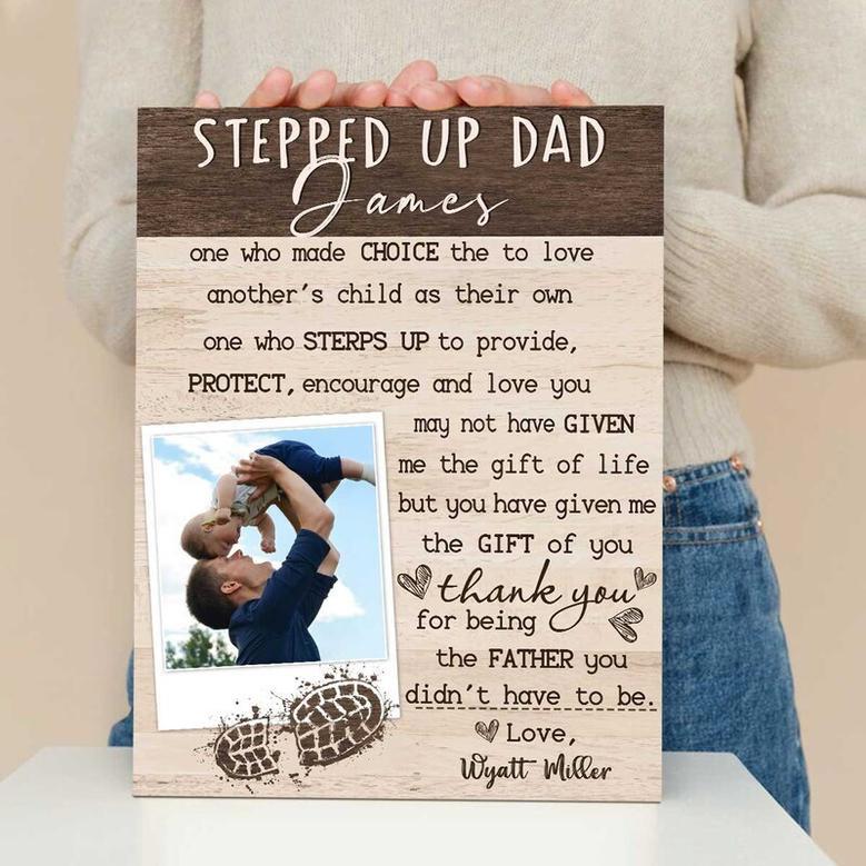 Heartfelt Personalized Canvas For Step Dad Gifts - Celebrate Bonus Dad On Father's Day Or Birthday With Custom Art From Daughter Or Son