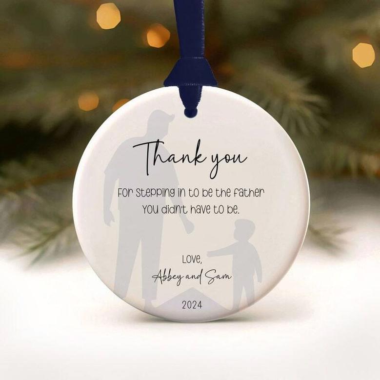 Heartfelt Step Dad Christmas Ornament - Bonus Dad Gift From Kids With Custom Name