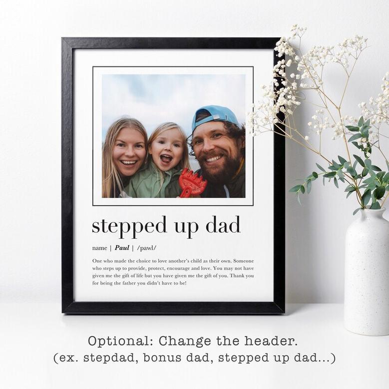 Heartfelt Step Dad Gifts Canvas For Father’s Day: Custom Stepped Up Dad Print