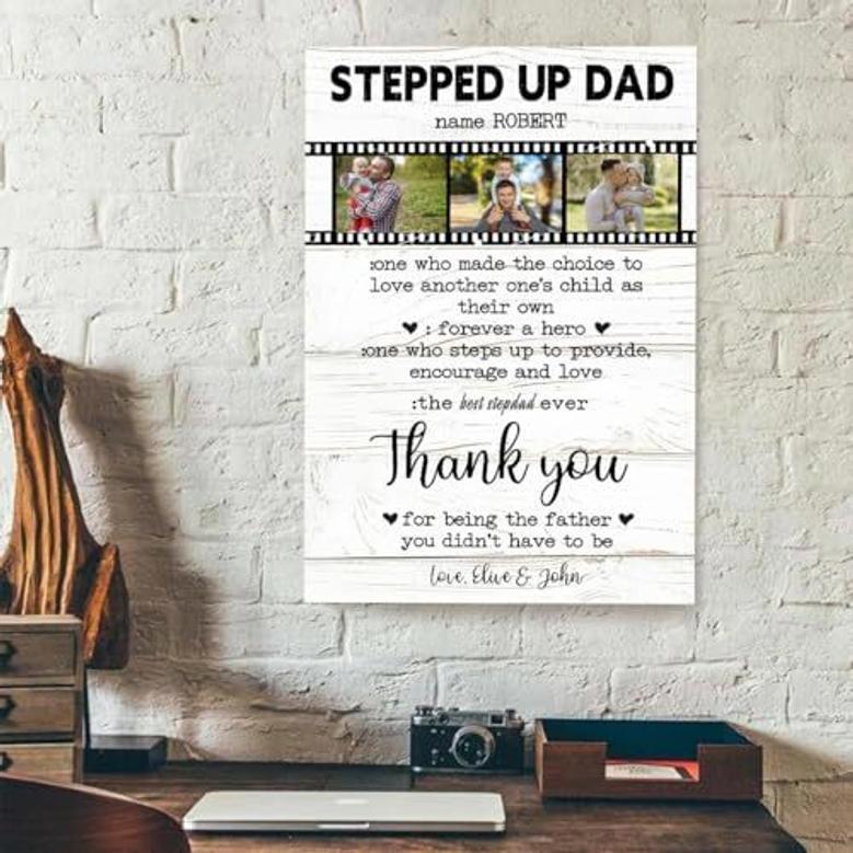 Heartfelt Canvas For Stepdad - Thank You Dad Gift For Christmas, Birthday, Father's Day - Personalized For Living Room DéCor