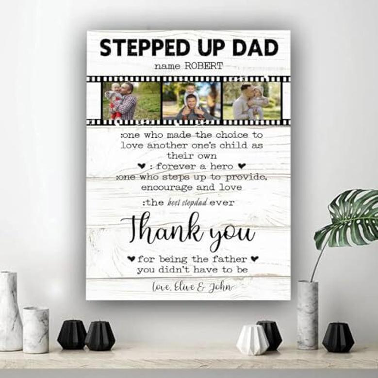 Heartfelt Canvas For Stepdad - Thank You Dad Gift For Christmas, Birthday, Father's Day - Personalized For Living Room DéCor