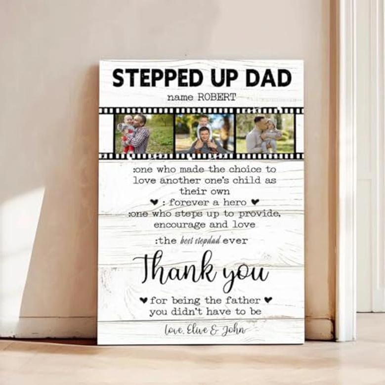 Heartfelt Canvas For Stepdad - Thank You Dad Gift For Christmas, Birthday, Father's Day - Personalized For Living Room DéCor