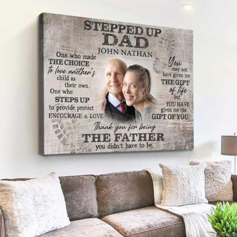 Heartfelt Gifts For Stepped Up Dad - Custom Photo Canvas For Living Room