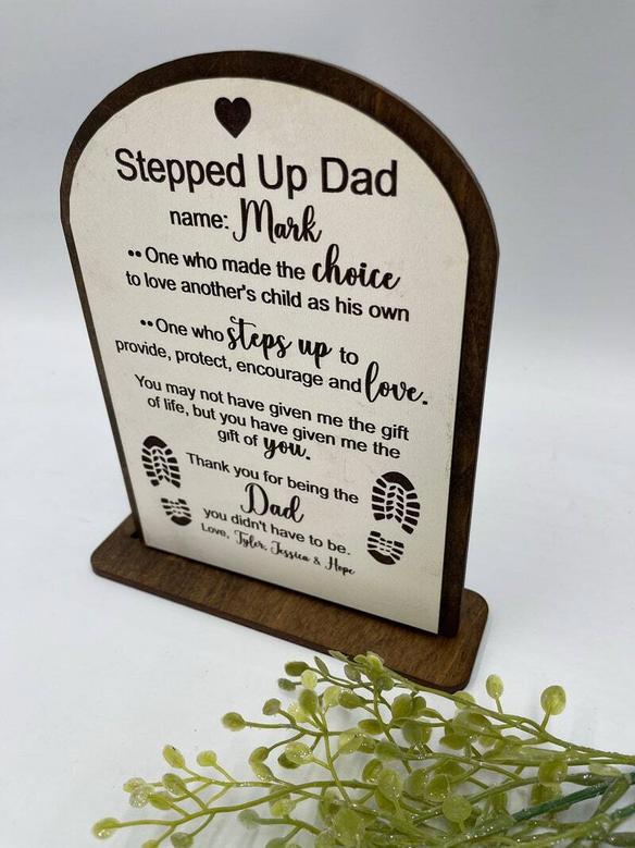 Touching Step Dad Gifts: Custom Wood Sign For Father's Day From Kids - Stylish Table Decor