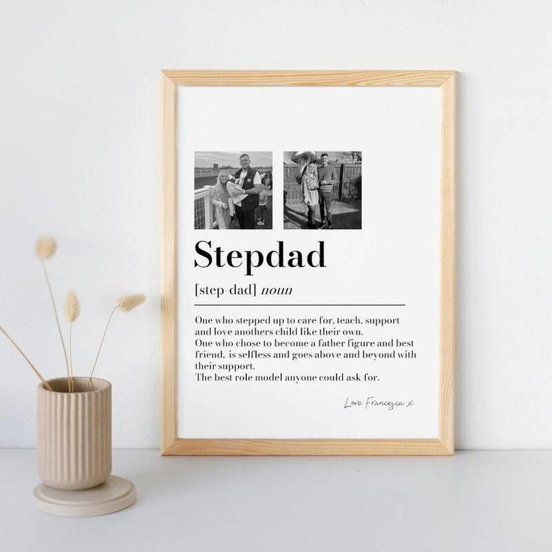 Thoughtful Step Dad Gifts - Personalized Picture Collage For Father's Day, Birthday, Or Any Special Occasion