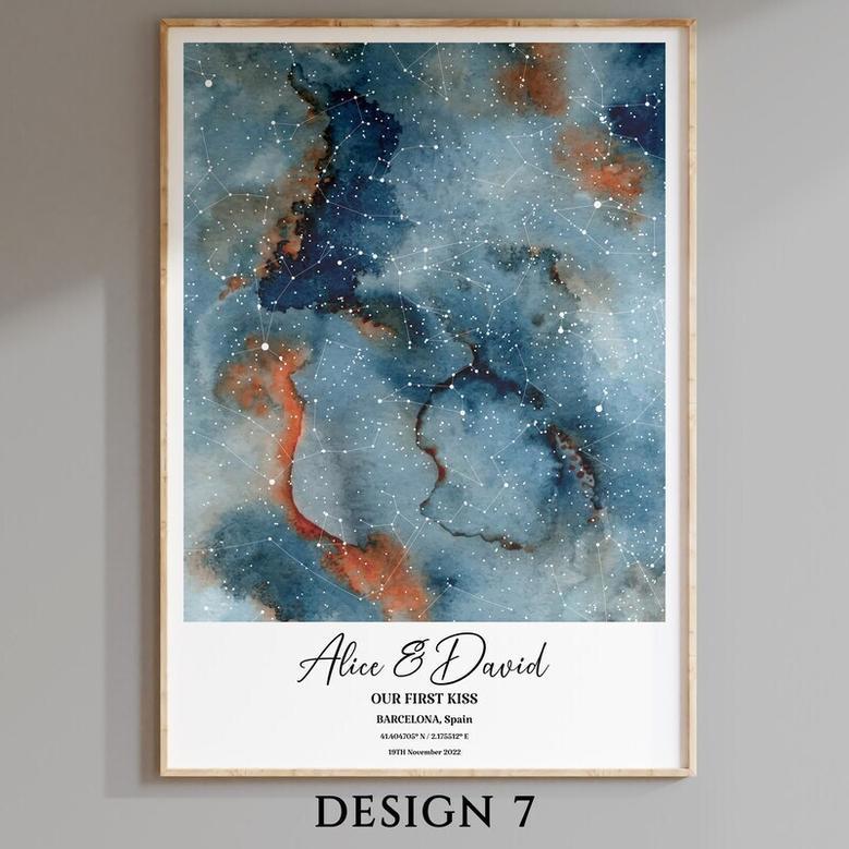 Thoughtful Couples Star Map Canvas - Where We Met Night Sky Design - Perfect For Living Room DéCor