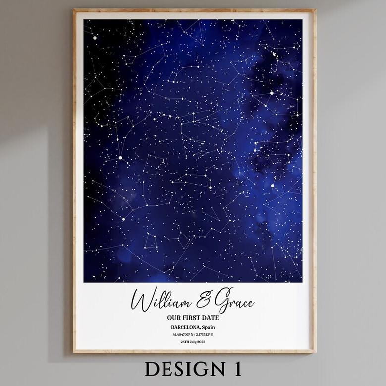 Thoughtful Couples Star Map Canvas - Where We Met Night Sky Design - Perfect For Living Room DéCor