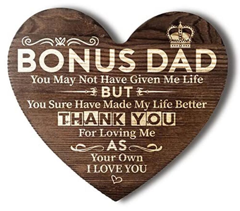 Touching Step Dad Gifts Wood Sign For Father's Day Birthday Christmas - Heartfelt Bonus Dad Plaque