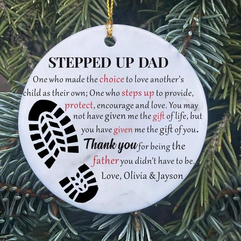 Personalized Step Dad Christmas Ornament Gift For Stepfather. Perfect Holiday Keepsake For Step Dad