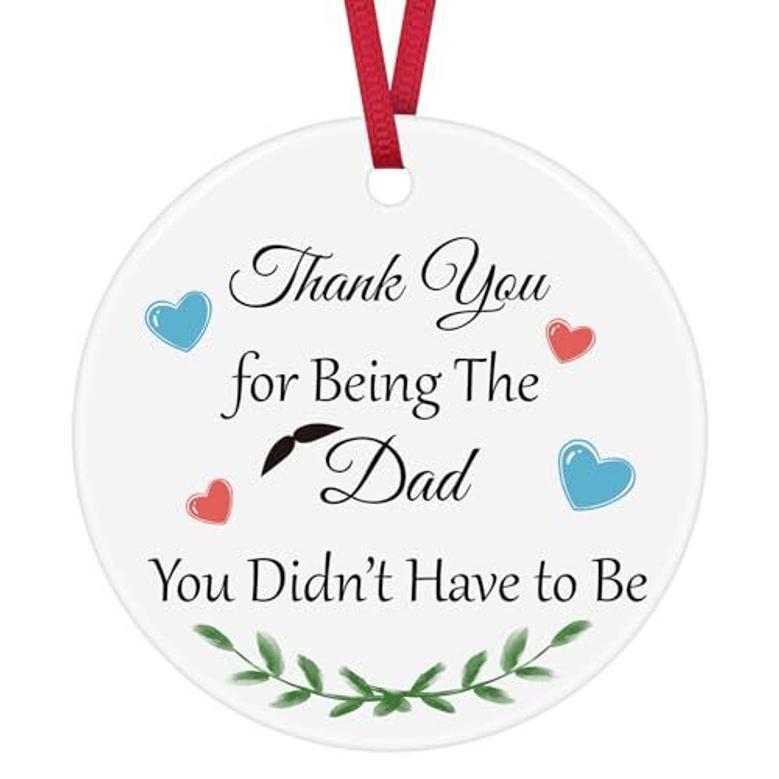 Personalized Step Dad Gifts: Ceramic Ornament From Daughter Son - Christmas And Father’s Day Keepsake