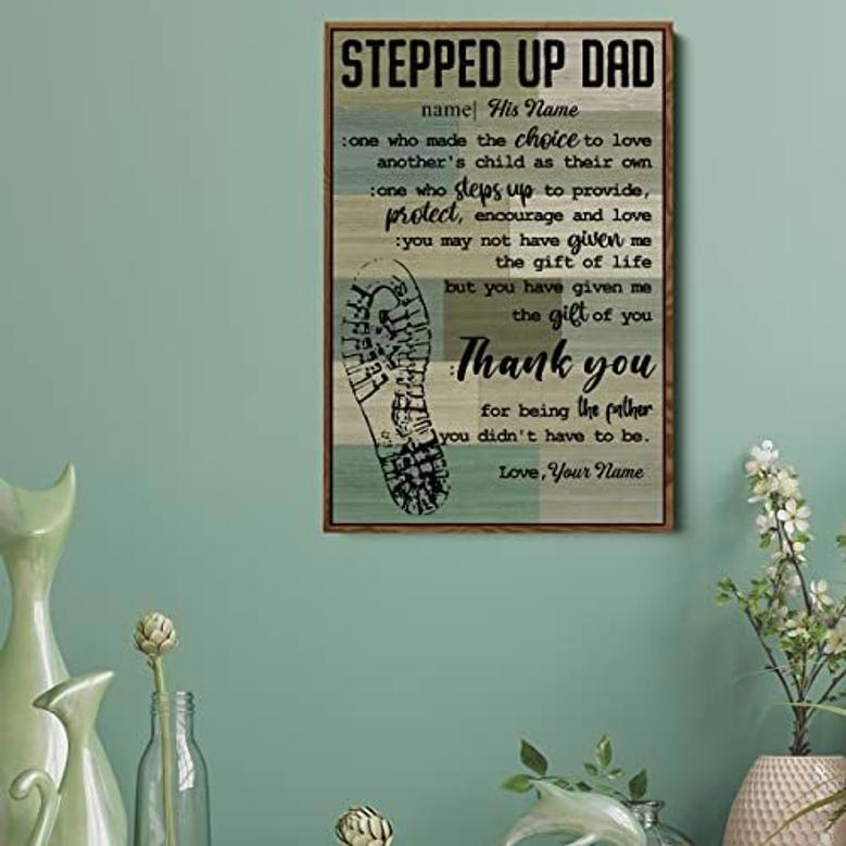 Heartfelt Step Dad Definition Canvas For Father's Day Or Birthday - Personalized Wall Decor Gift