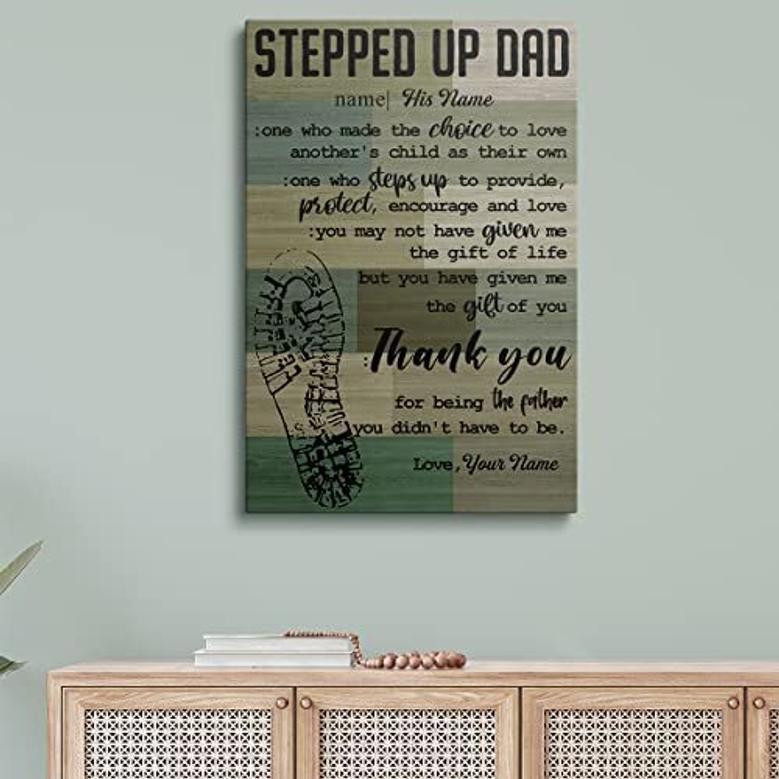 Heartfelt Step Dad Definition Canvas For Father's Day Or Birthday - Personalized Wall Decor Gift