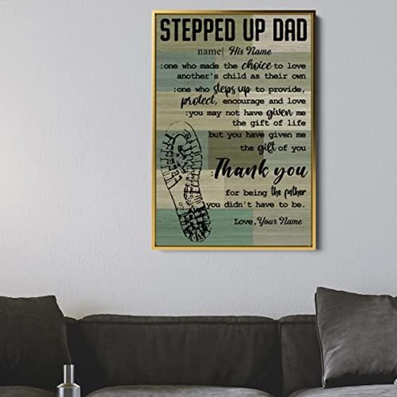 Heartfelt Step Dad Definition Canvas For Father's Day Or Birthday - Personalized Wall Decor Gift