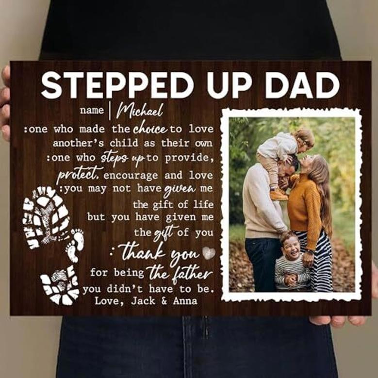 Step Dad Canvas Gifts - Personalized Father's Day Photo Collage For Stepdad's Living Room Decor