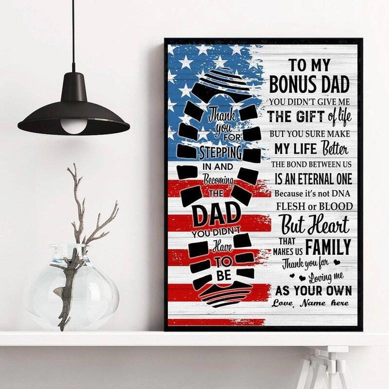 Thoughtful Step Dad Gifts Canvas - Thank You For Becoming Dad Poster For Bonus Dad With Heartfelt Quote