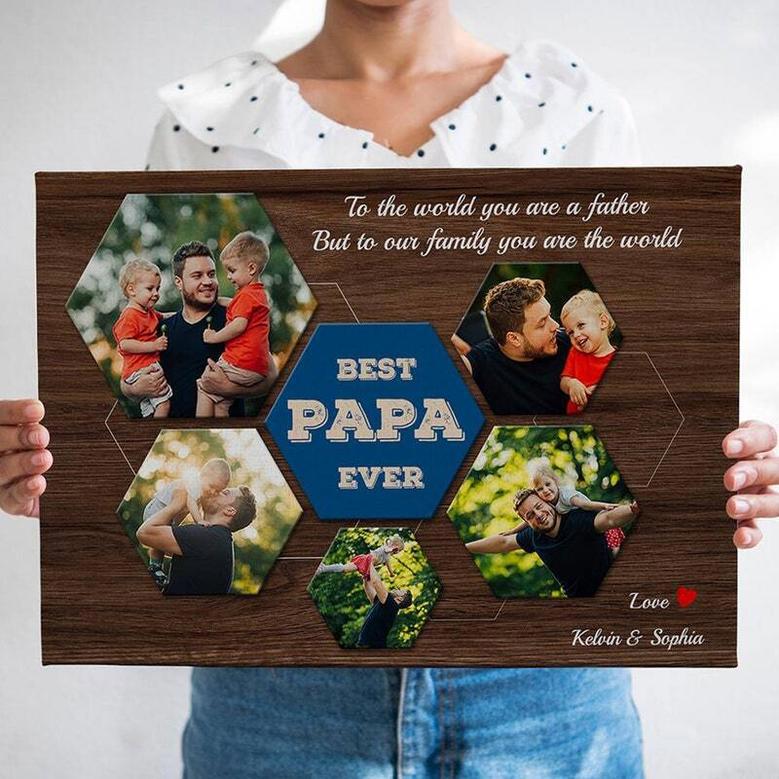 Heartfelt Step Dad Gifts - Custom Photo Collage Canvas For Father's Day