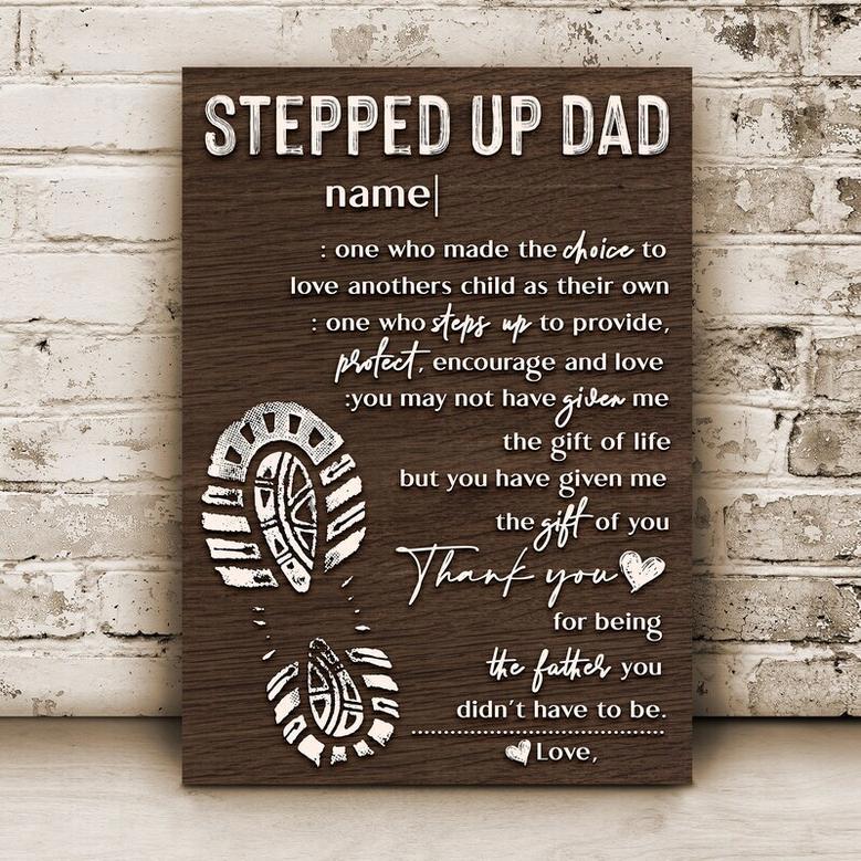 Personalized Father's Day Canvas For Step Dad Gifts - Thoughtful Bonus Dad Sign From Kids