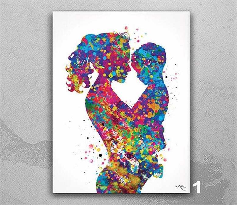 Heartfelt Mother And Son Watercolor Canvas - Personalized Nursery Wall Art For Baby Shower Gifts