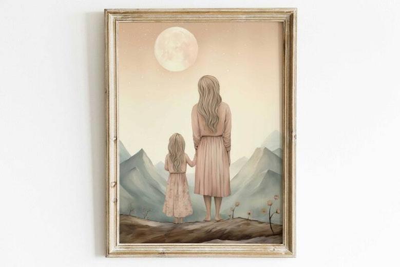 Thoughtful Mother Daughter Adventure Canvas - Personalized Gift For Mom And Daughter Bond, Nursery Decor