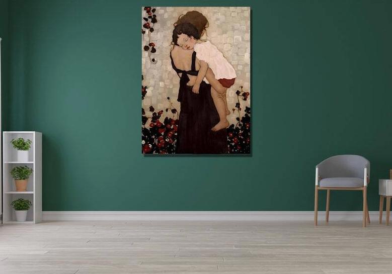 Gustav Klimt Mother Son Canvas Art - Personalized Touch For Living Room