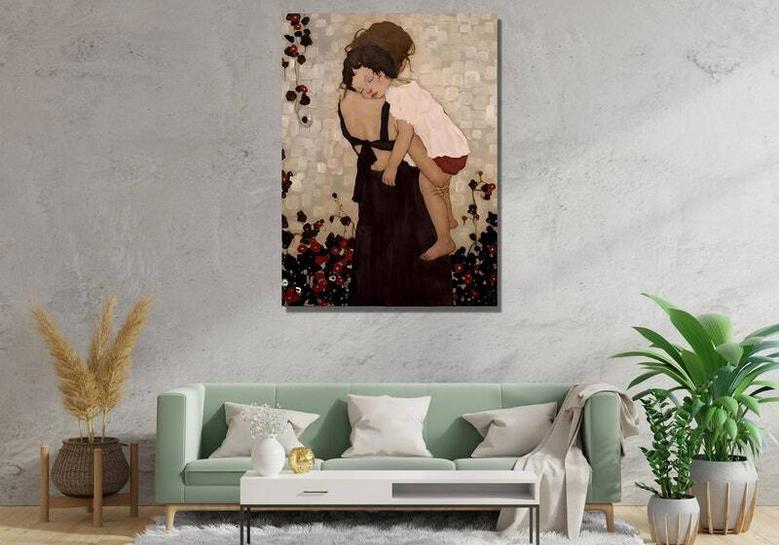 Gustav Klimt Mother Son Canvas Art - Personalized Touch For Living Room