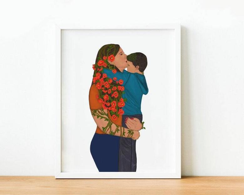 Heartfelt Mother & Son Canvas Wall Art For Kids Room - Personalized Touch For Motherhood