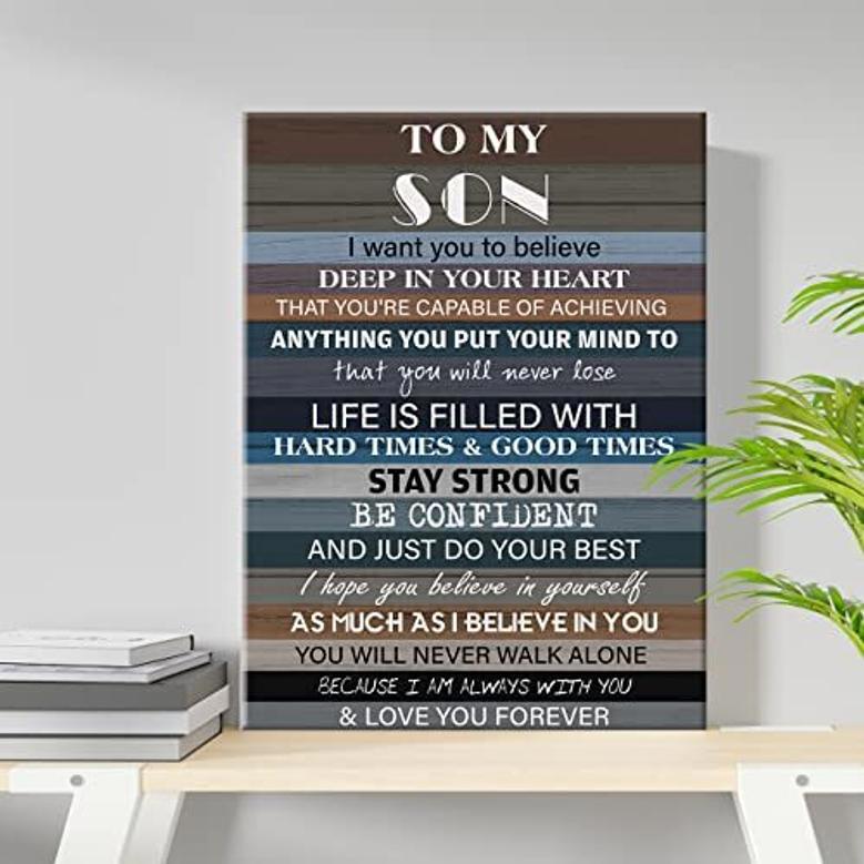 Rustic Mother Son Love Quote Canvas Art For Home DéCor - Heartfelt Gift For Son's Room